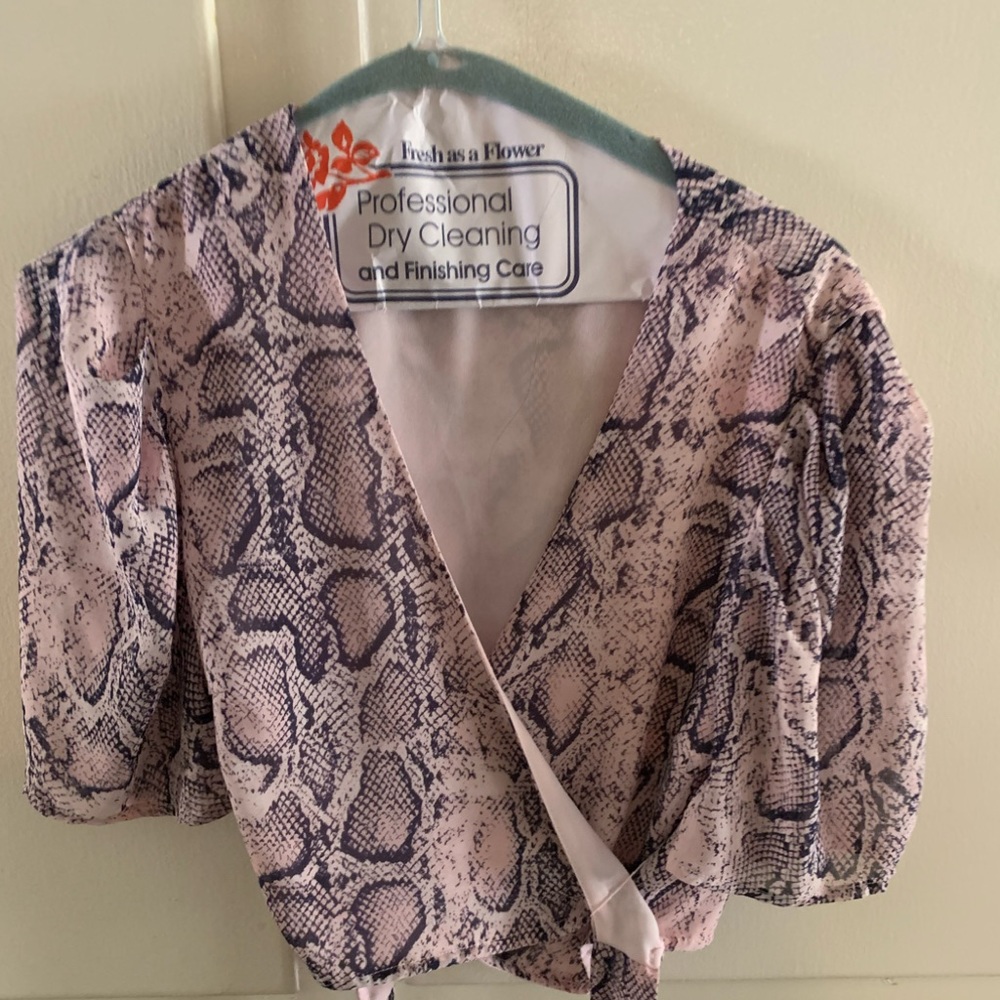 Aqua Pink Snake Print Crop Top